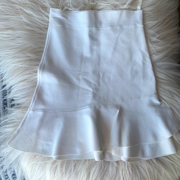 BCBG Max Azria White Bandage Skirt with Frills Size Medium - Picture 1 of 4